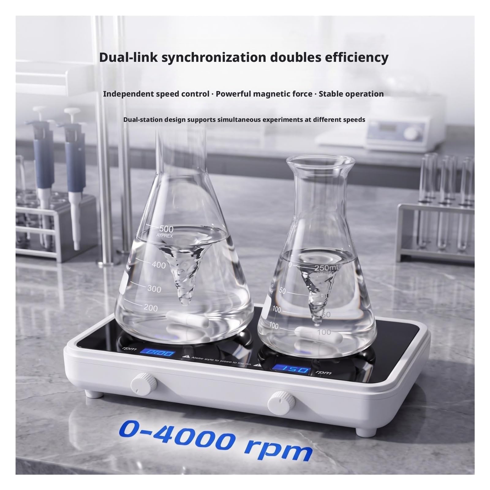 Mieszadło automatyczne, Cyfrowe mieszadło magnetyczne z podwójną stacją Mini laboratoryjny mieszalnik cieczy o pojemności 1000 ml