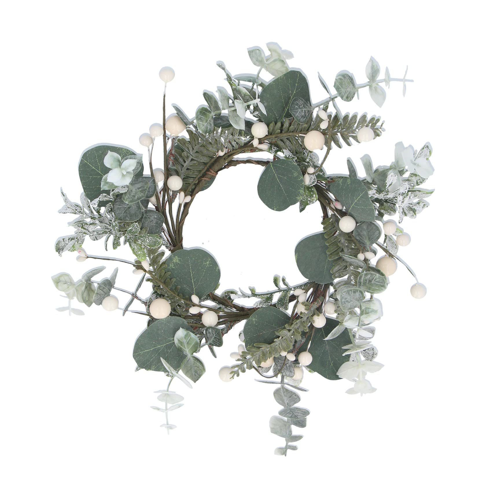Gisela Graham Eucalyptus and White Berry Candle Ring, for 7.5 Centimetre Pillar Candle