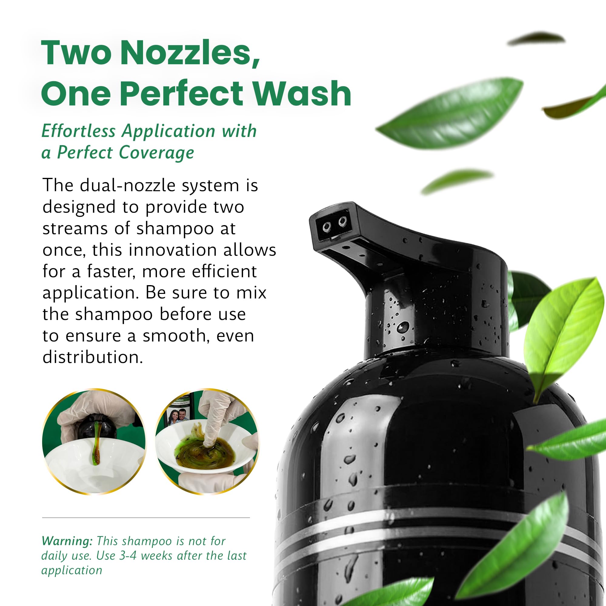 BIOGREEN ROOTS Ammonia-Free & Paraben-Free Herbal Hair Dye Shampoo for Women & Men – Gentle Natural Color Haircare Wash for Gray Coverage, Nourishing Shampoo for Color Care – Brown Black (400 ml)