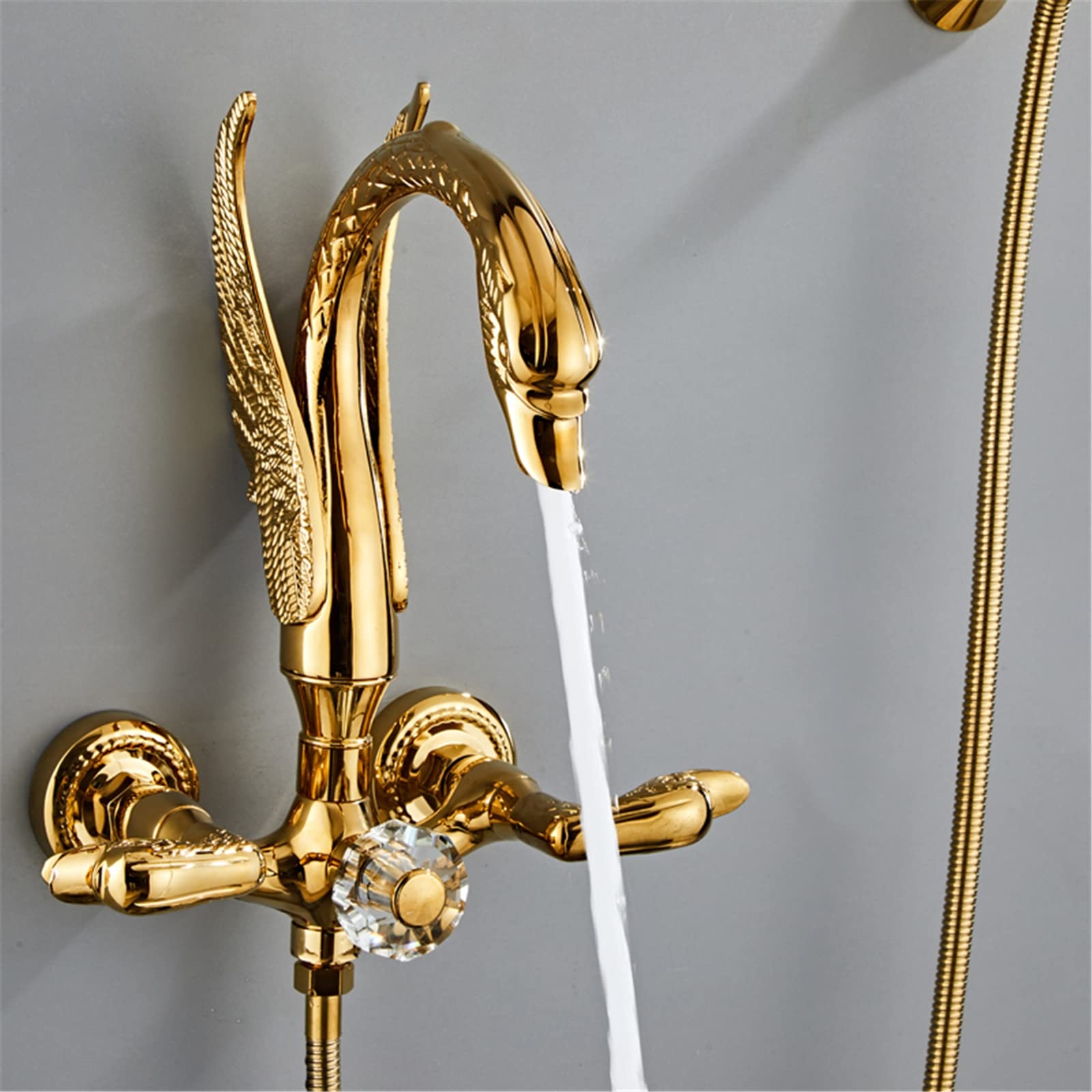 Bateria Wannowa Z Prysznicem Ręcznym, Bateria Wannowa Retro Swan, System Prysznicowy Ścienny Z Baterią Mieszającą Do Wanny, Węże Prysznicowe I Uchwyty, Podwójna Funkcja,