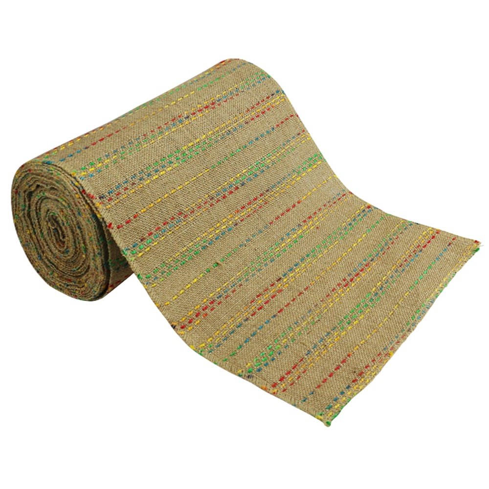 Time to Sparkle 2 Rolls 30cmx10M Jute Hessian Roll Table Runner Sash Rustic Burlap Sewed Edge Vintage Wedding DIY Crafts- Jute Stripe