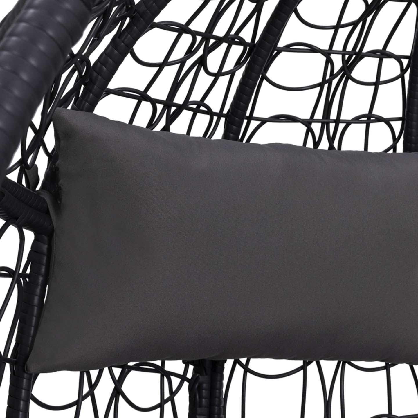 IDMarket - Fauteuil Oeuf Suspendu ajouré Effet rotin Gris avec Coussin Gris