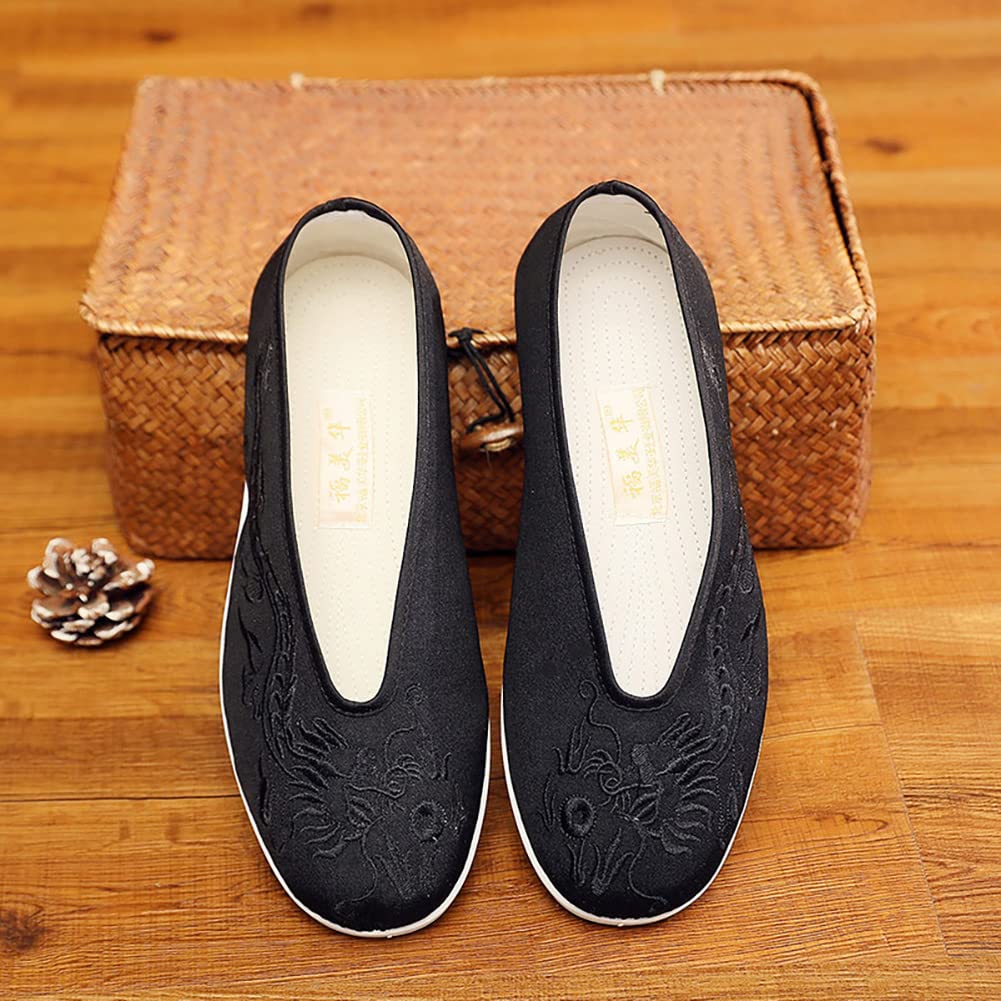 Chaussures Brodées Tai Chi Chaussures Kung Fu Brodées Sports Pantoufles Classiques Casual Arts Martiaux Chaussures de Sport Arts Martiaux Pantoufles Traditionnelles Chinois Unisexe Noir