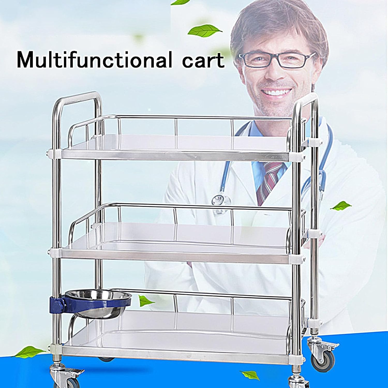 Wózek Do Przechowywania Dla Małych Przestrzeni Wózek Medyczny Wózek Ze Stali Nierdzewnej Wózek Laboratoryjny Z Cichymi Kołami 360° I Szufladą Do Laboratorium, Kliniki, Kuchni I Salonu Łatwy