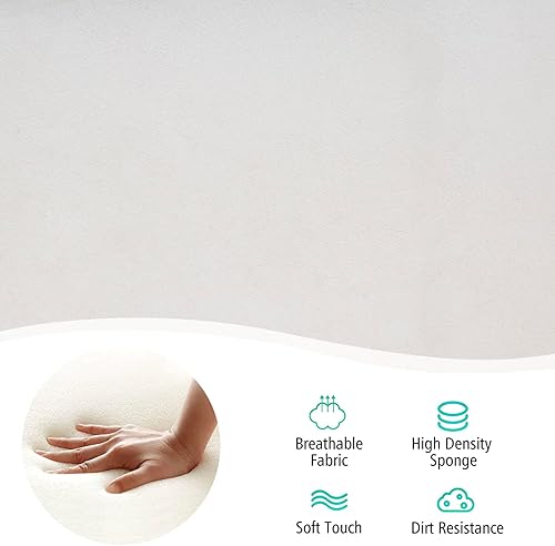 Miniatura 7 de Artechworks Silla moderna de tela con alas y brazos copetudos, sofá individual de lino con patas de madera, cómoda tapizada para lectura, sala de