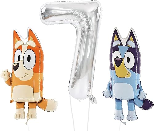 Miniatura 1 de Toyland Bluey & Bingo - Paquete de cumpleaños de globos de aluminio  2 globos de personajes de 32 pulgadas y 1 globo de números de 40 pulgadas