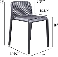 Vista 2 de CozyBlock Punch - Silla de comedor apilable perforada para interior y exterior, juego de 2 unidades (gris oscuro)