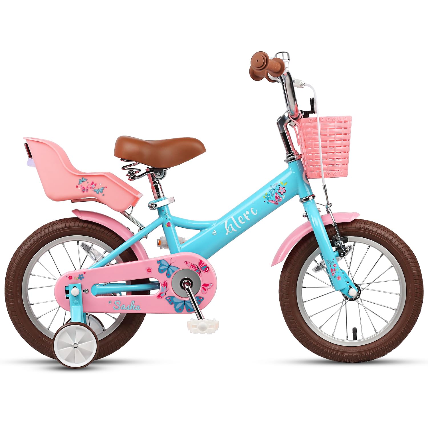 Glerc Sasha Girls Bike, 12 Inch Kids Bicycle for Ages 2-4 Years Old Children, Retro Vintage Style Toddler Bicycle with Doll Bike Seat and Basket, Blue