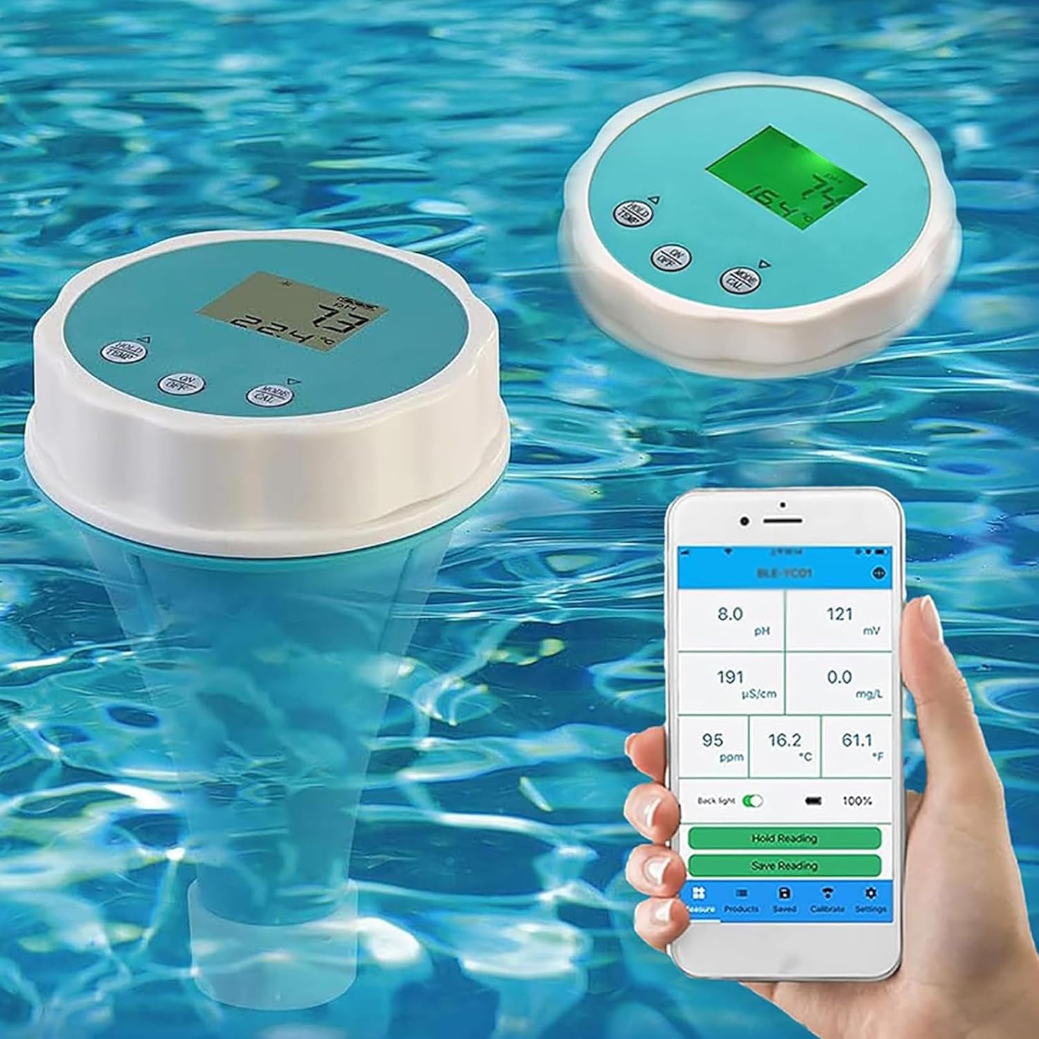 Medidor De Agua Para Piscinas Zayuzo Con Bluetooth, 6 En 1, Resistente Al Agua Ip67, Con Medidor De Ph, Cloro, Ec, Tds-orp Y Temperatura Para Piscinas, Jacuzzis Y Spas De Natación.
