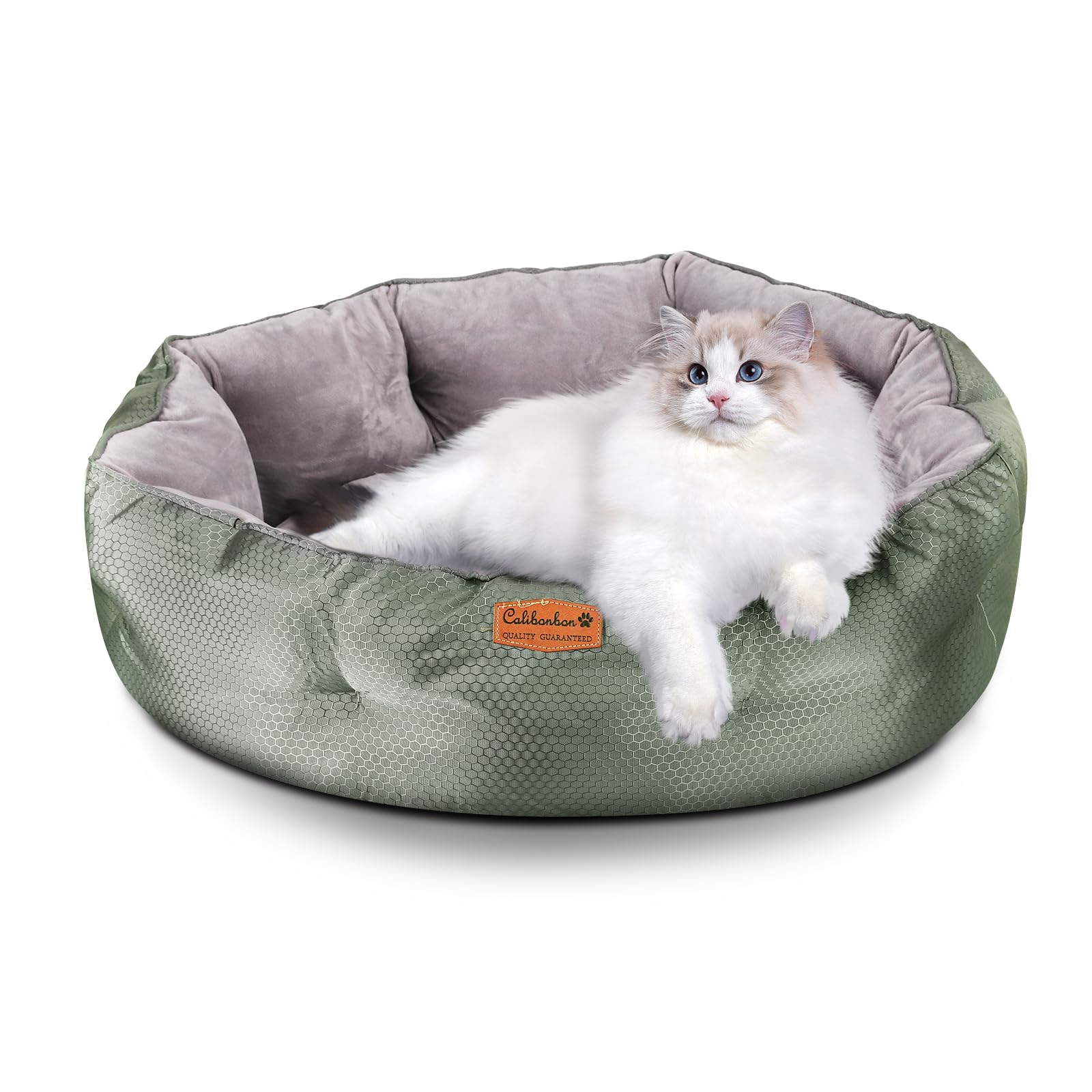 Calibonbon Dual-Sided Pet Bed, Reversible Dog Bed for Small Dogs & Cats with Removable Washable Cover, Warm Plush & Cool Oxford Fabric, Non-Slip