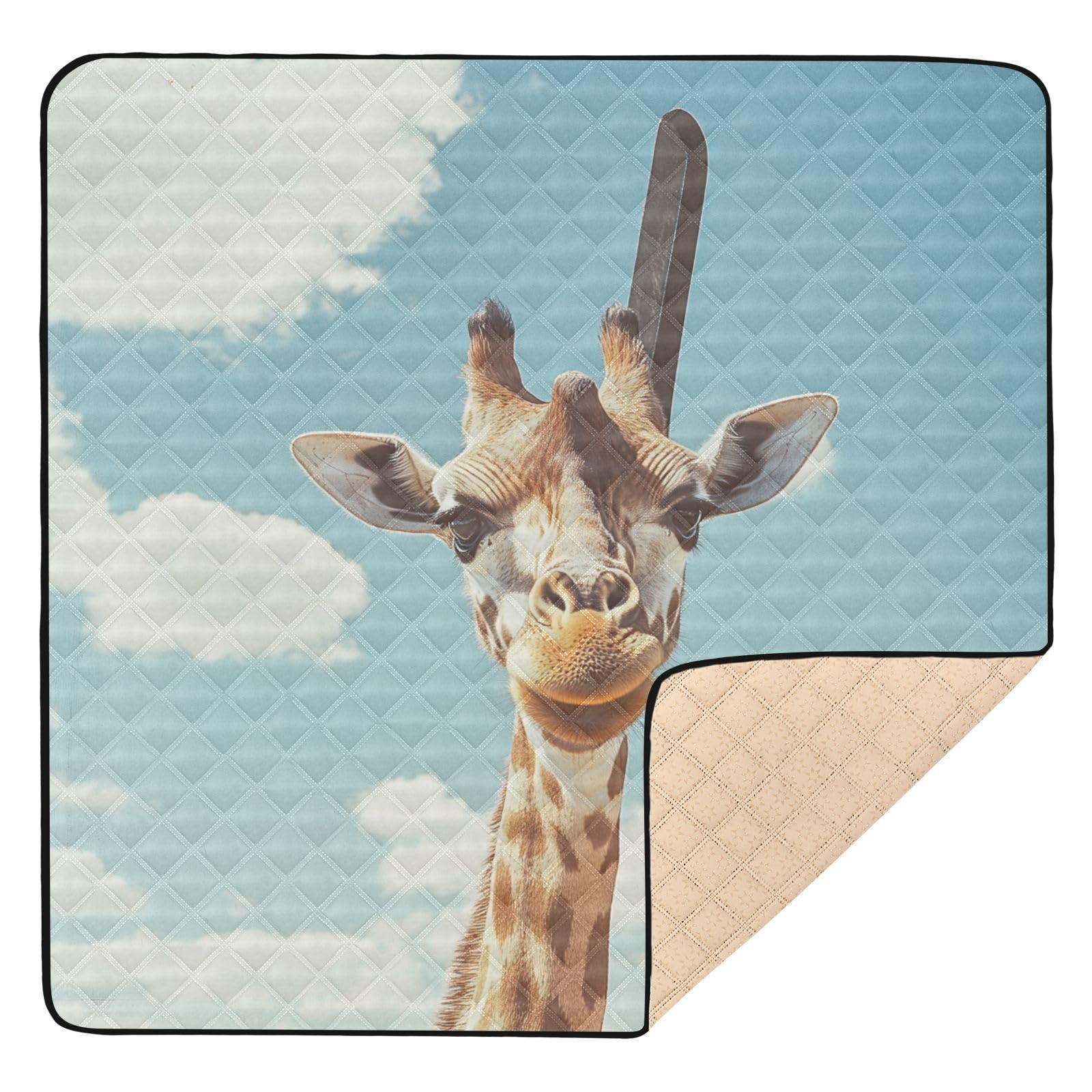 Kigai Cute Giraffe Baby Play Mat for Floor and Playpen 50x50 inch Non-Slip Baby Activity Playmat Waterproof Foldable Crawling Mat for Infants Toddlers
