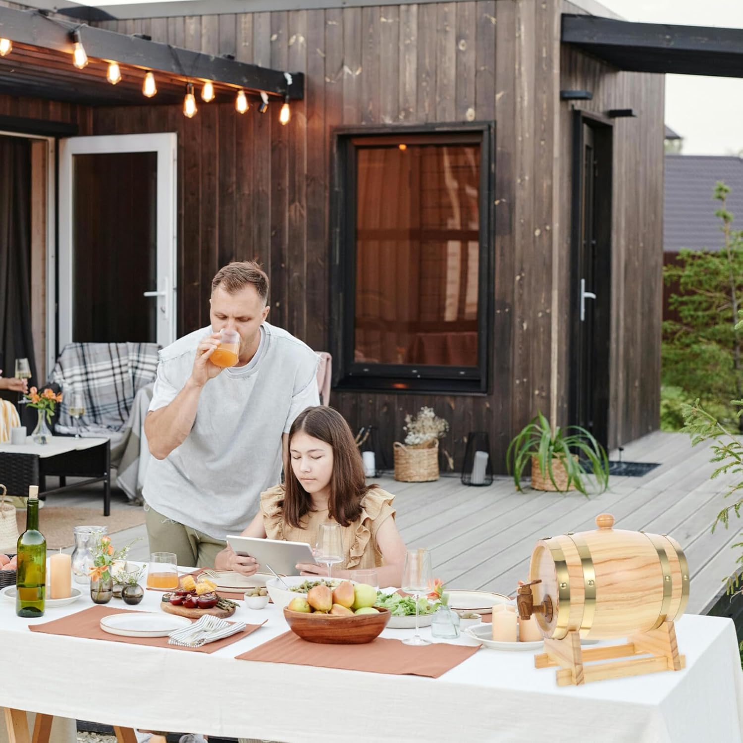 Alipis Scene Decoration Props Wooden Wine Barrel Model Set Wine Barrel Holder Multi-functional Design