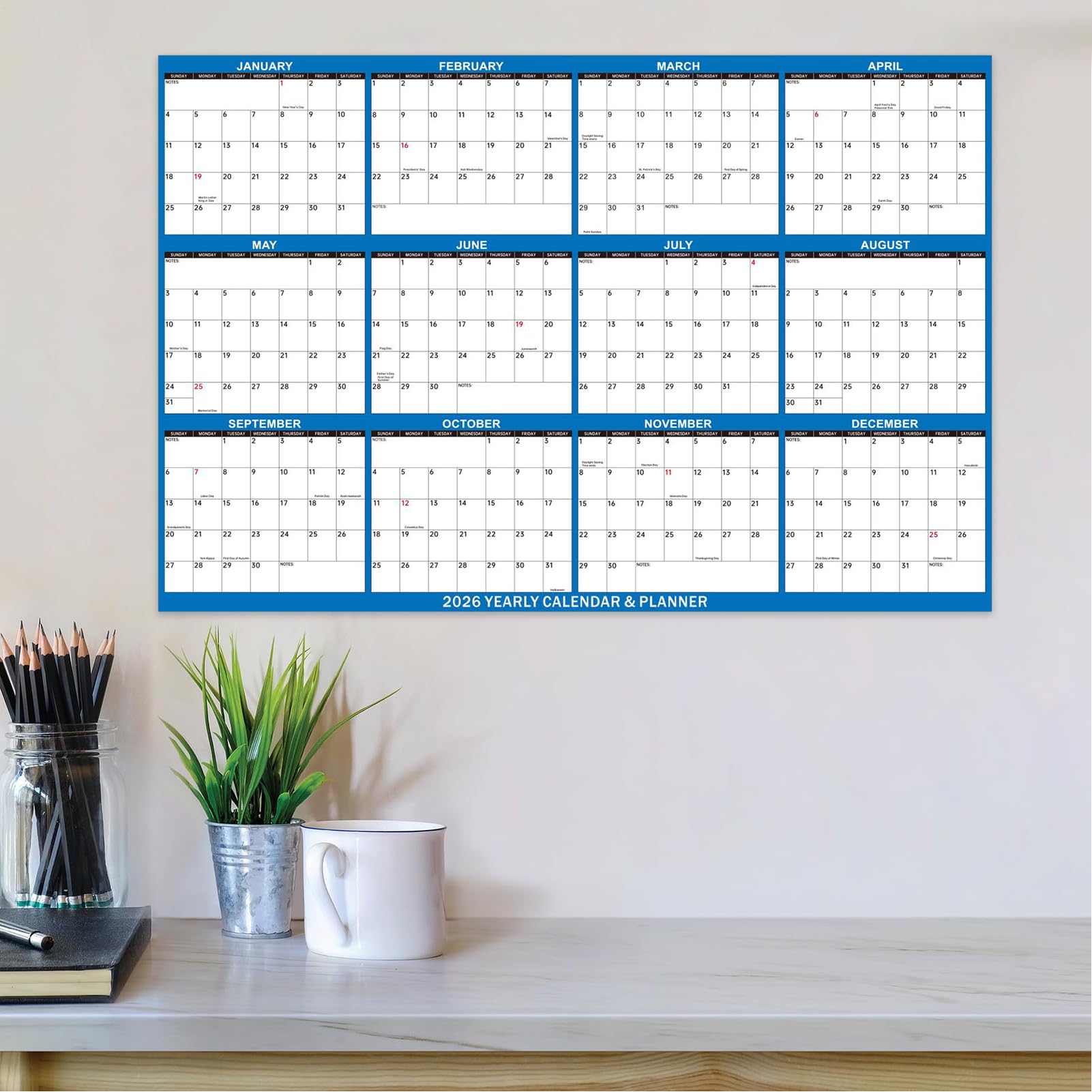 Planner da parete – Impostazione obiettivi scrivibili, organizer per tutto l'anno, grande funzione di visualizzazione, per adulti, insegnanti, adolescenti, soggiorno, camera da, studio