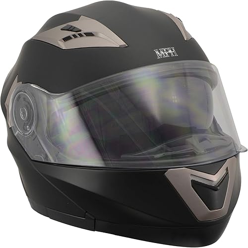 Milwaukee Performance Helmets MPH9804DOT Matte Black Modular Racing Helmet w/ Drop Down Visor