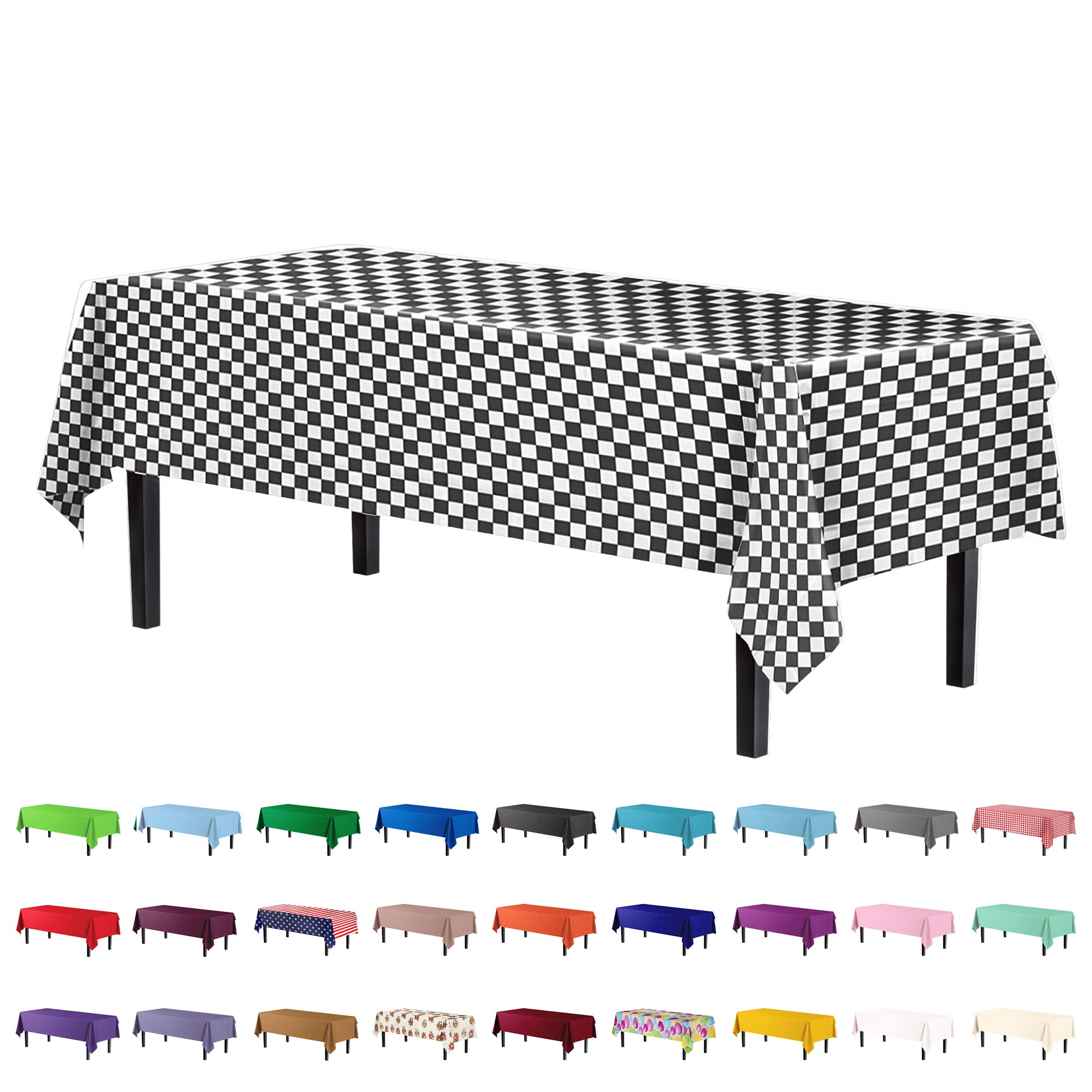 Nappe rectangulaire à carreaux imperméable lot de 6 nappes plastique