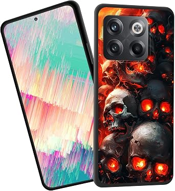 for Oneplus 10 Pro Case,Slim Shockproof TPU Soft Rubber Silicone Cover Phone Case for Oneplus 10 Pro,Magic Red Fire Skull