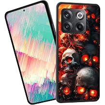 for Oneplus 10 Pro Case,Slim Shockproof TPU Soft Rubber Silicone Cover Phone Case for Oneplus 10 Pro,Magic Red Fire Skull