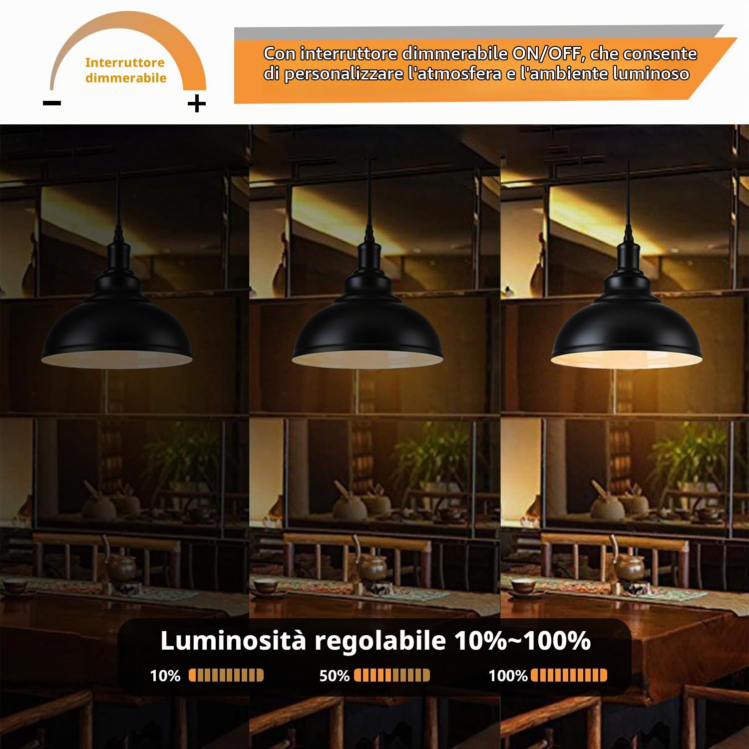 2 Pezzi Lampada a Sospensione con Spina, E27 Vintage Lampadario Nero, Ø26CM | Lampada a Sospensione con Cavo da 4.5M e Interruttore Regolabile,Lampadari Paralume per Cucina Magazzino Fattoria