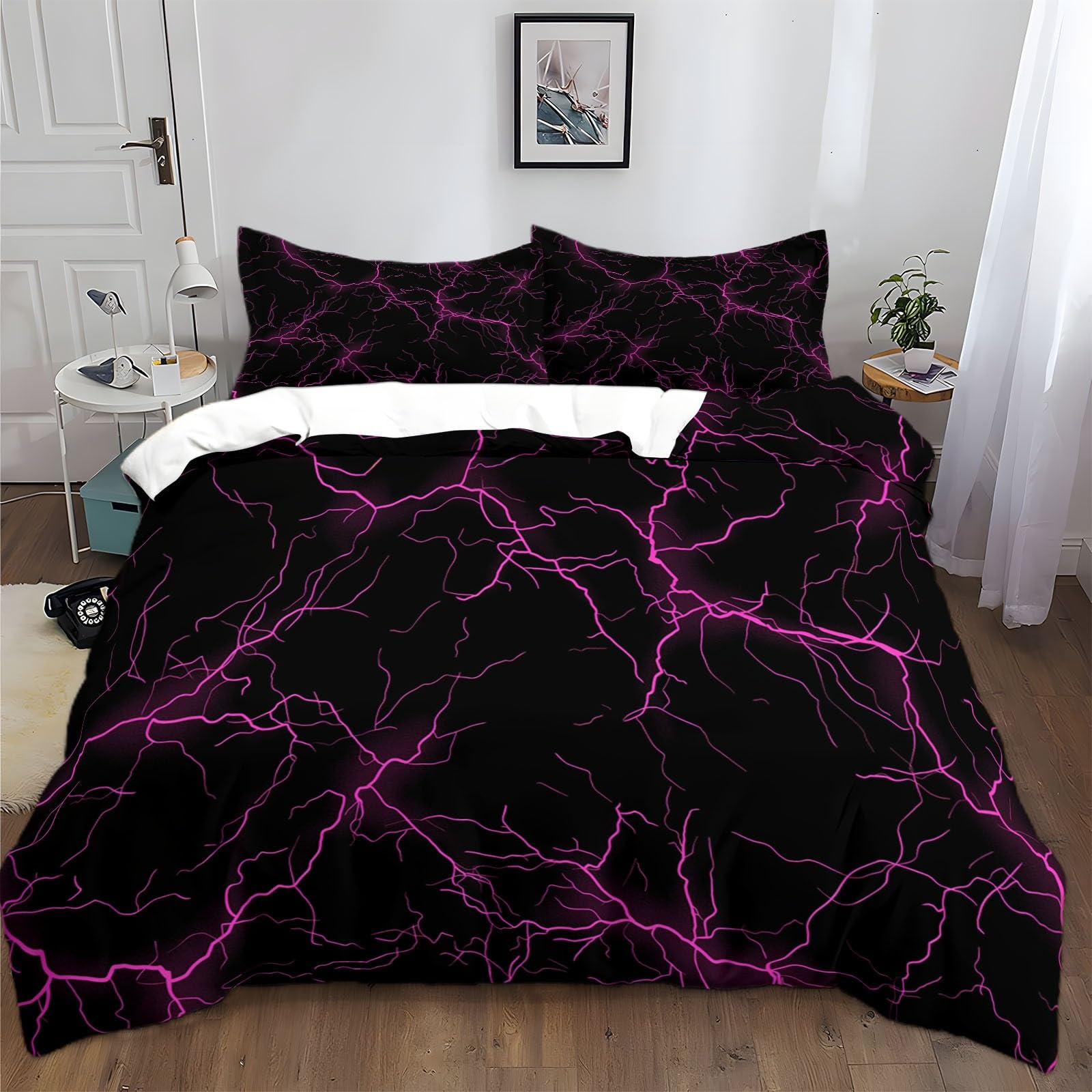 Parure de couette avec 2 taies d'oreiller imprimé géométrique literie adulte 240x260