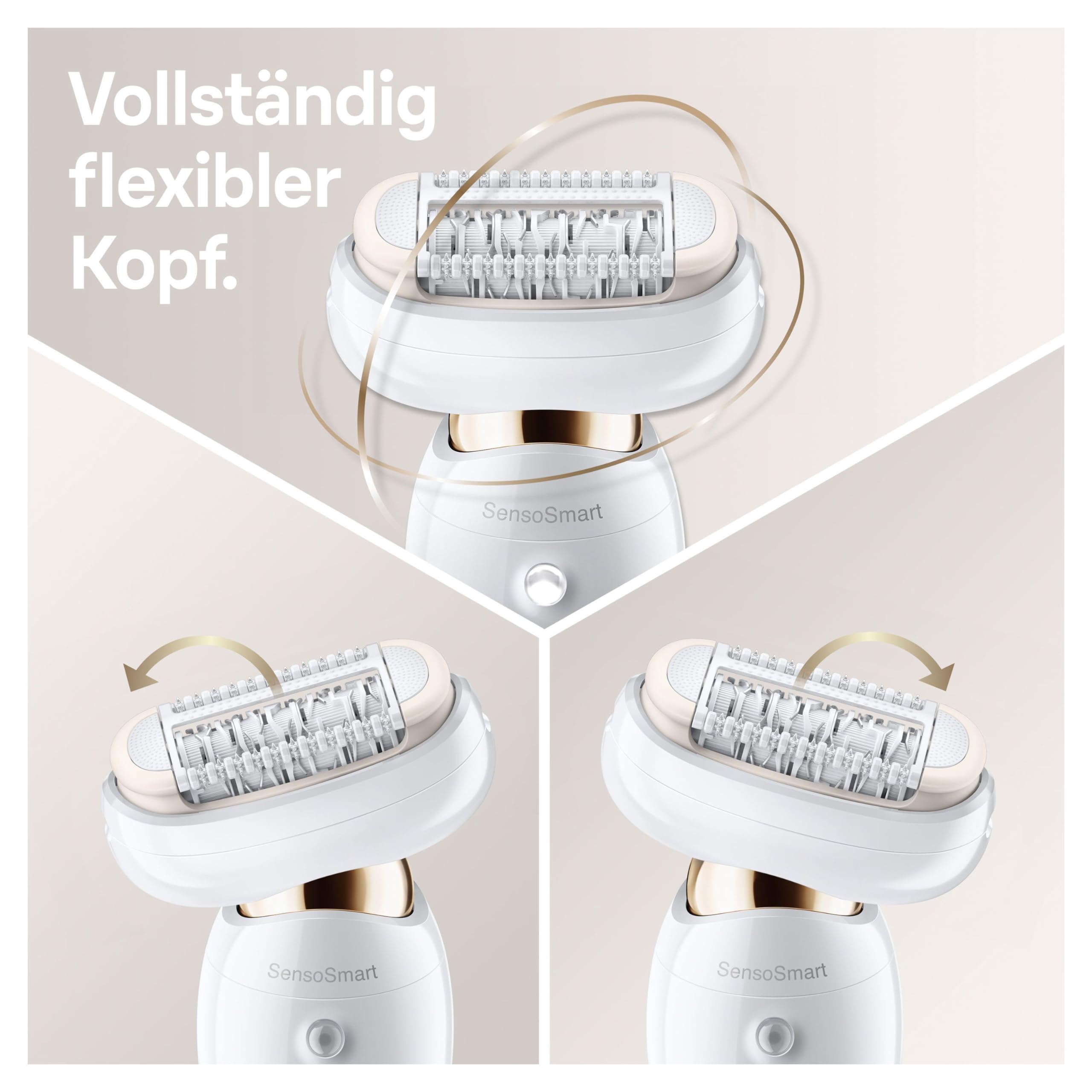 Braun Silk-épil 9 Flex Beauty-Set, Epilierer Damen / Haarentferner, rutschfester Handgriff und Druckkontrolle, mit flexiblem Kopf für einfachere Haarentfernung, 9020, weiß/gold