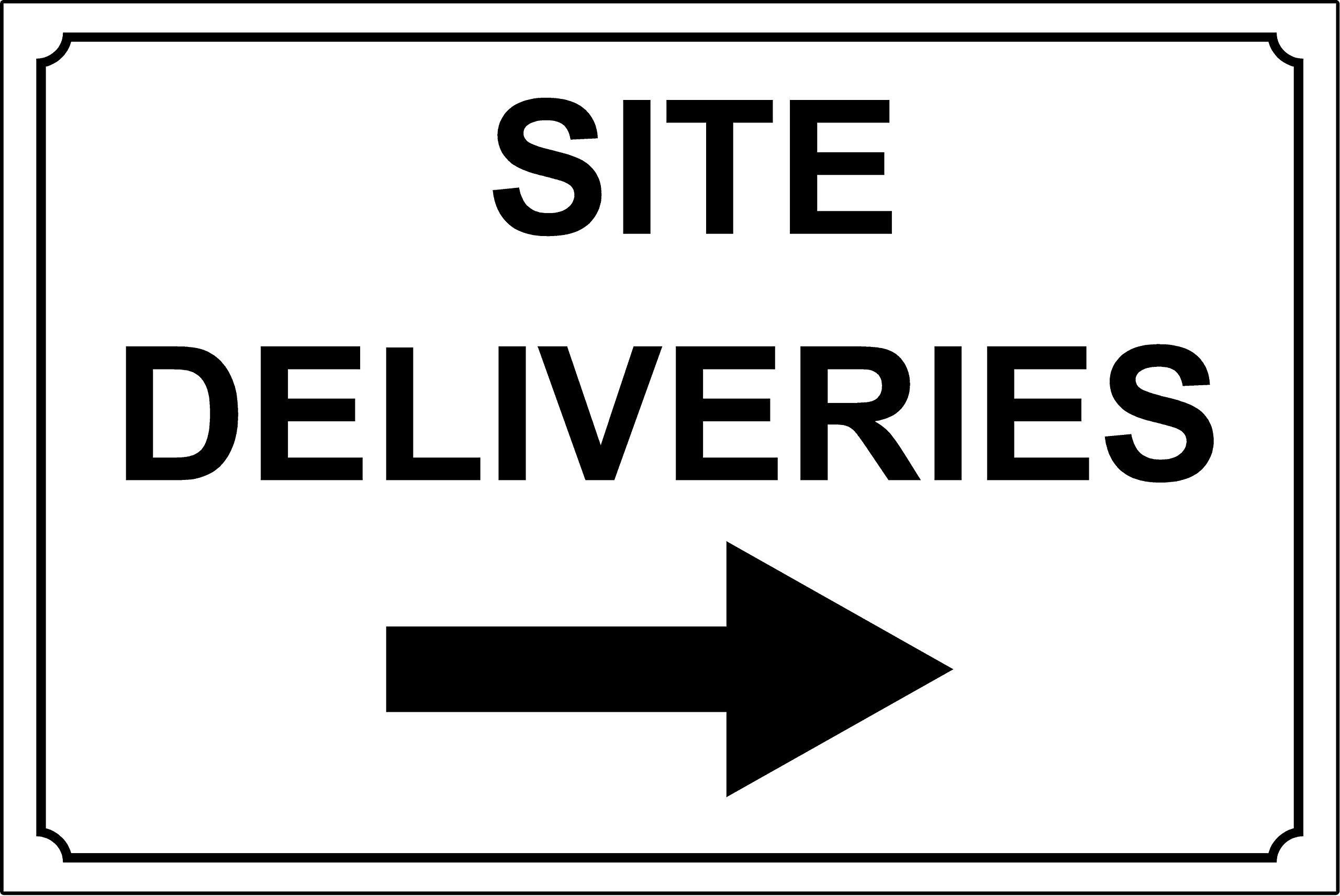 Kpcm Display Ltd Site Deliveries Construction Arrow Right Safety Sign - 1.2Mm Rigid Plastic 600Mm X 400Mm