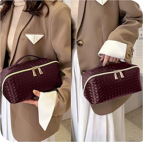 Miniatura 4 de Bolsa de maquillaje de gran capacidad, bolsa de cosméticos con cremallera para mujer, estuche organizador de maquillaje de viaje, bolsa de