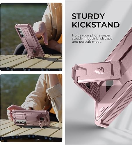 Vista 142 de Dexnor Funda para Samsung Galaxy S24 Plus con cubierta deslizante integrada para cámara, protector de pantalla y soporte, a prueba de golpes, funda