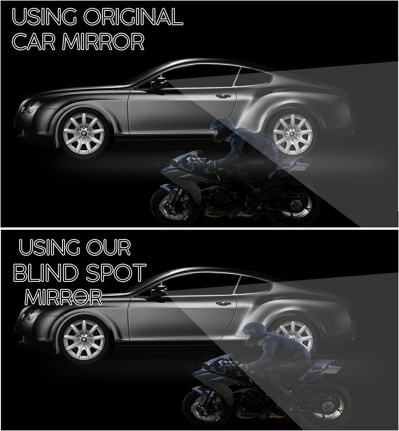 Zone Tech Blind Spot Adjustable Square Mirrors - 2-Pack Premium Quality Square Blind Spot Mirror Adjustable Stick-On Exterior Side Mirror for All Cars Motorcycles Trucks Snowmobiles