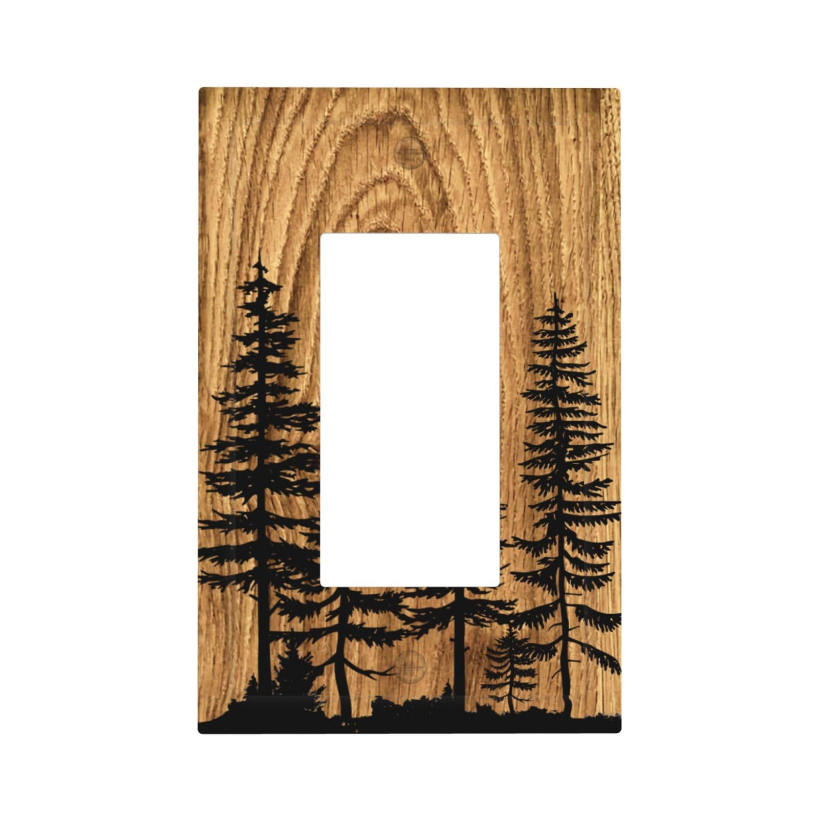 Farmhouse Brown Pine Tree Wood Grain Single Rocker Light Switch Plates ...