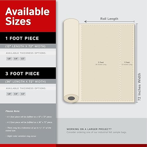 Miniatura 4 de Fieltro industrial F-10 de The Foot - 72" de ancho x 3 pies de largo x 14" de grosor