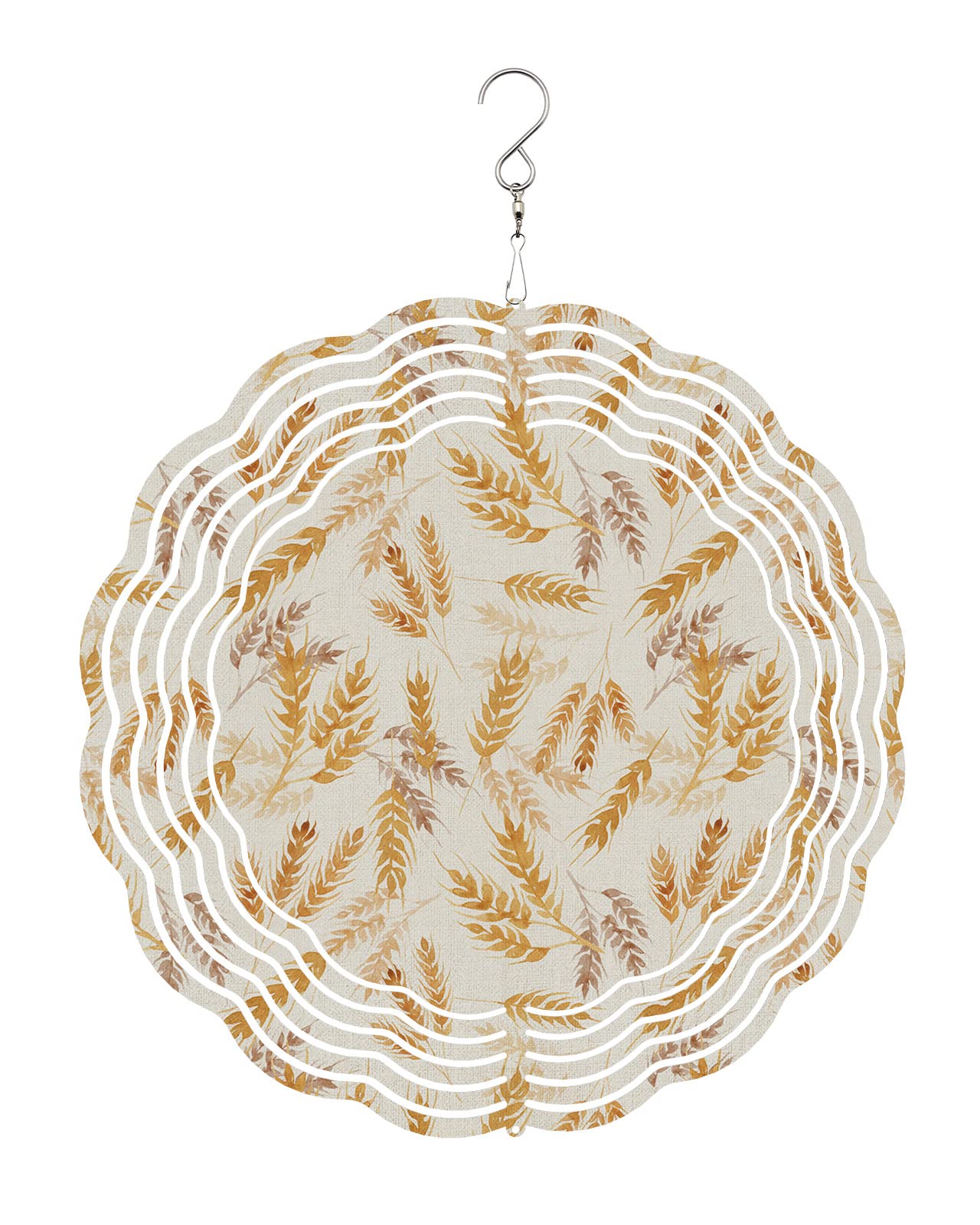 Wind Spinners for Yard and Garden- Fall Wheat Barley Ears 3D Metal Wind Sculptures & Spinners Hanging Vintage Stainless Steel Kinetic Art Indoor Outdoor Decor 8 Inches,