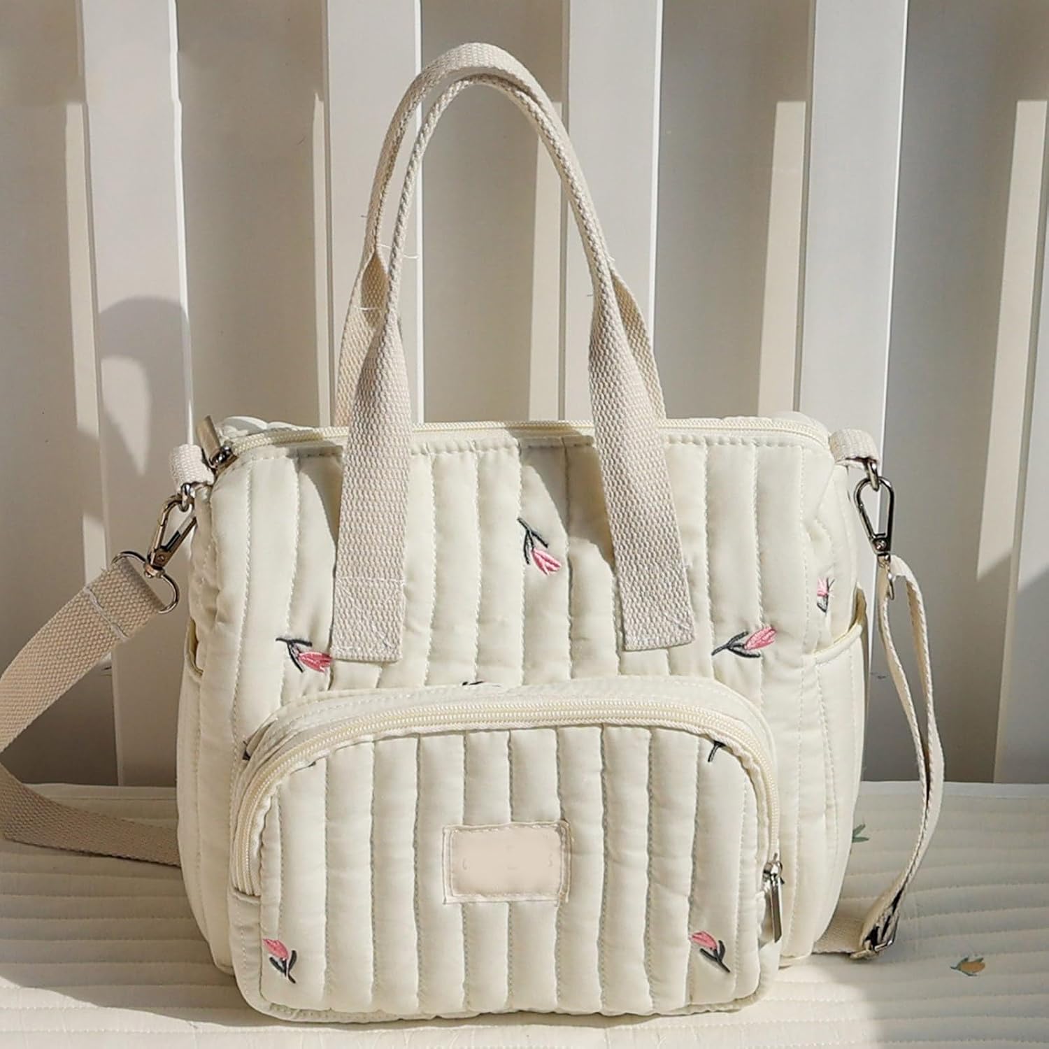 [Psdndeww] Spacious Mom Bag Lovely Baby Diaper Organza Case Travel Handbag with Pockets for Park Visits and Family Gatherings