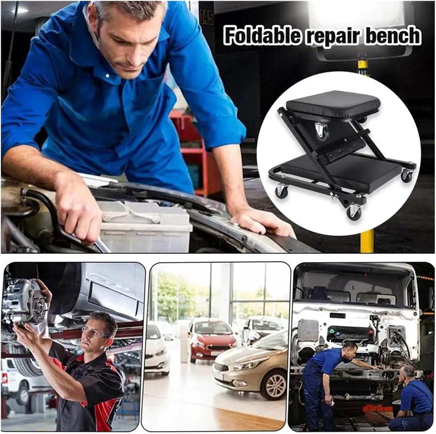 Banco da lavoro pieghevole for manutenzione auto da 36 pollici(Black)