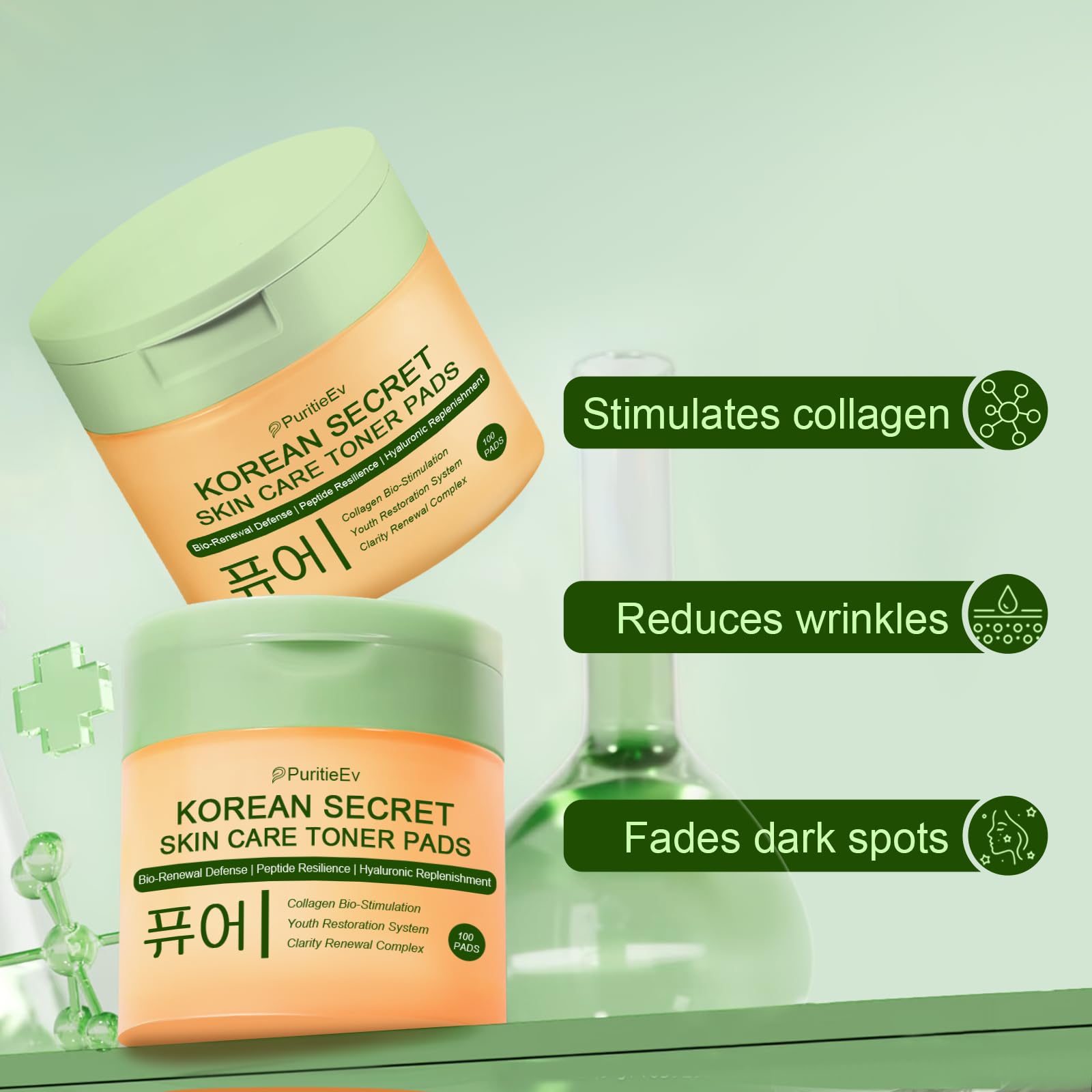 Korean Skin Care Toner Pads with Snail Mucin, 100 Count
