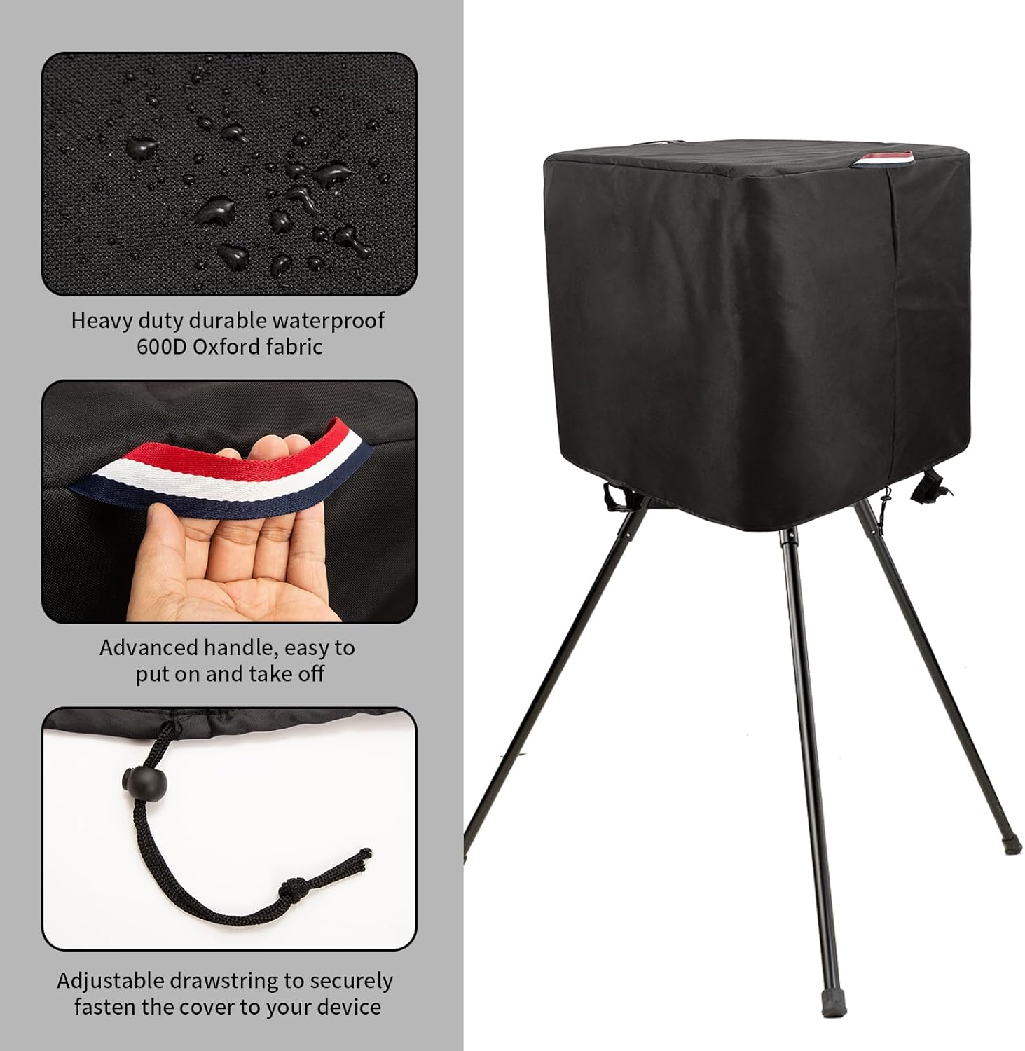 Pitching Machines Cover for Most Softball/Baseball,600D Dustproof Scratch-resistant Waterproof Sun-resistant Oxford Fabric,Sports Hack Attack Pitching Machine (Black, 23.6"L X 23.6"W X 31.5"H)