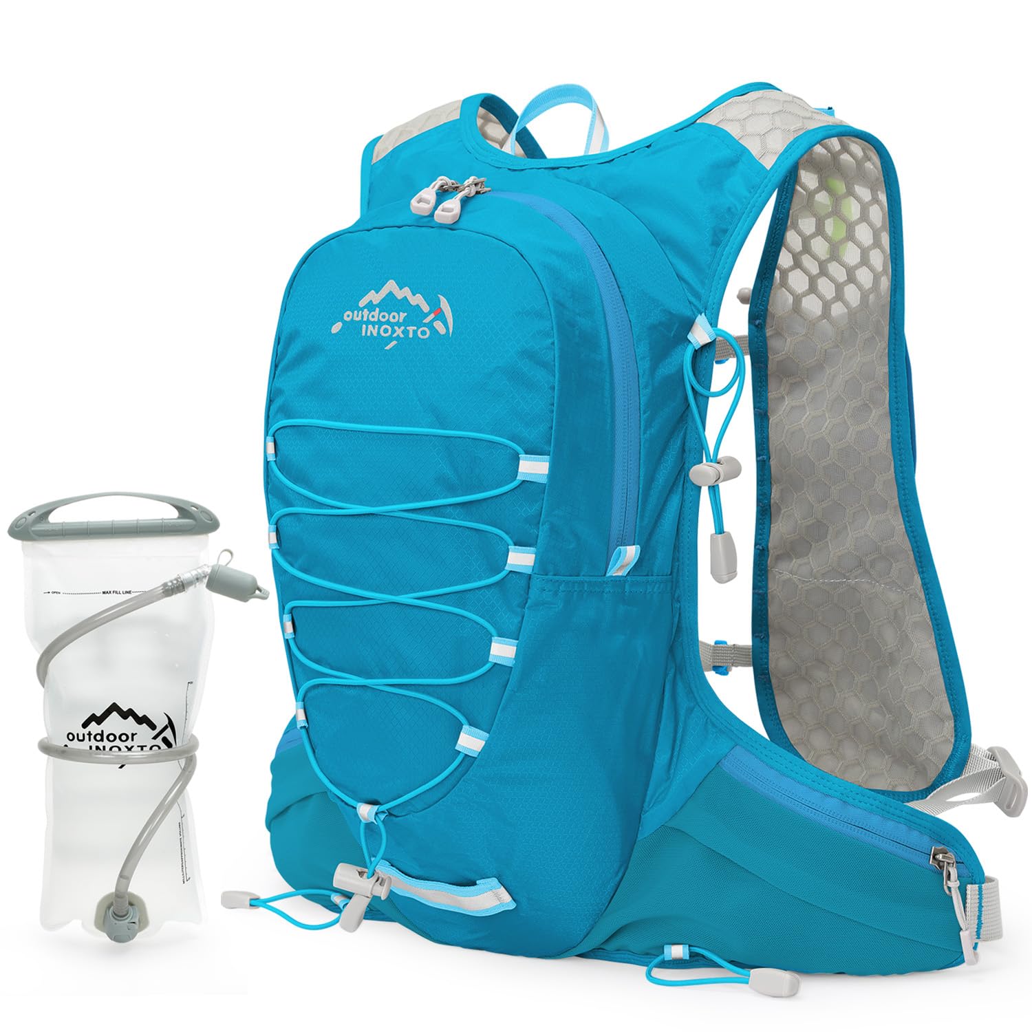 IX INOXTO Running Hydration Vest for Men Women Water Backpack for Running 3L Running Hydration Pack for Trail Running Marathon Race Hiking (Blue-2L Water Bladder)