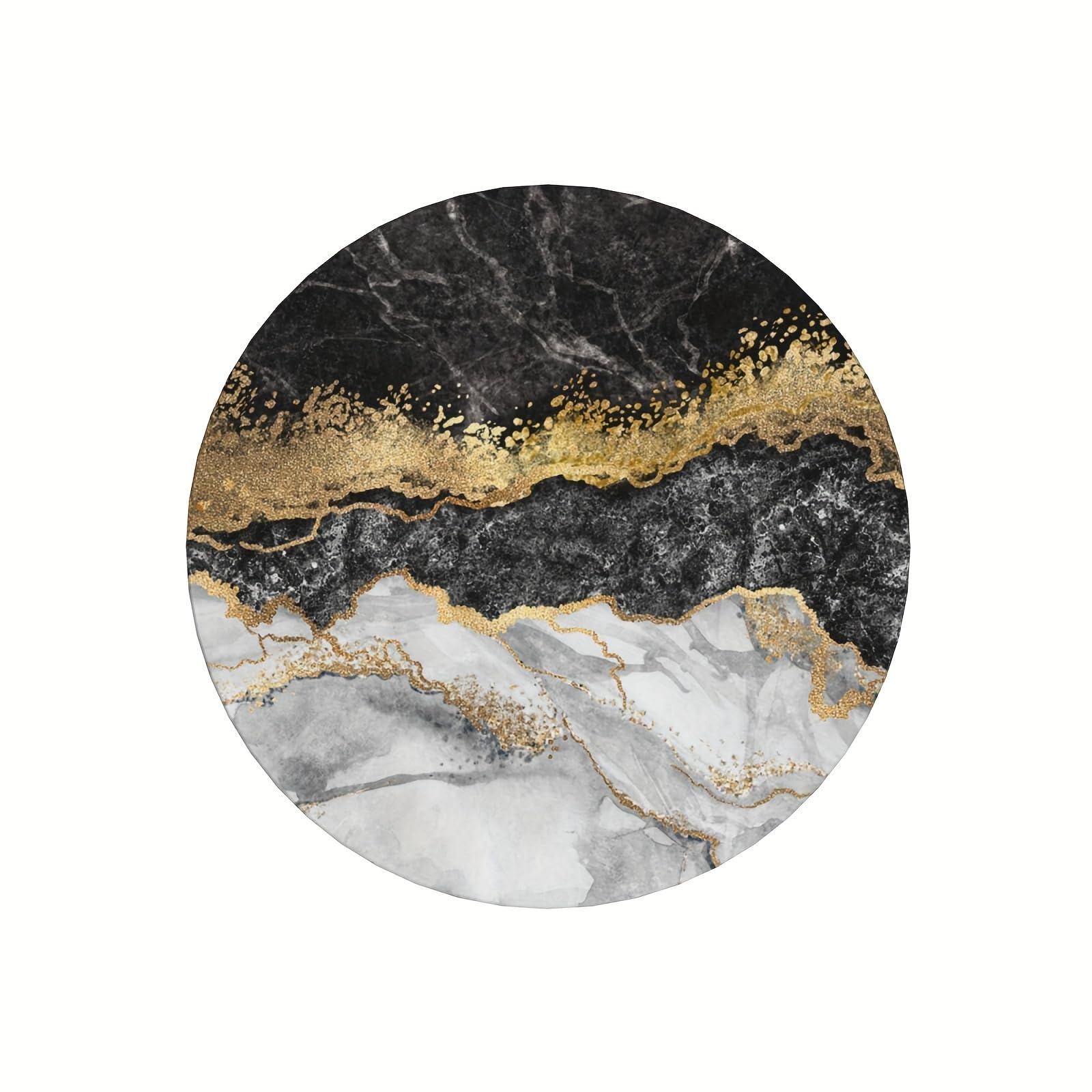 Vibiliyou Sets of 6 Round Absorbent Ceramic Stone Coasters with Metal Holder Stand,Coasters for Drinks,Featuring Cork Base for Protection on Wooden Tables,Available in Black and White Marble