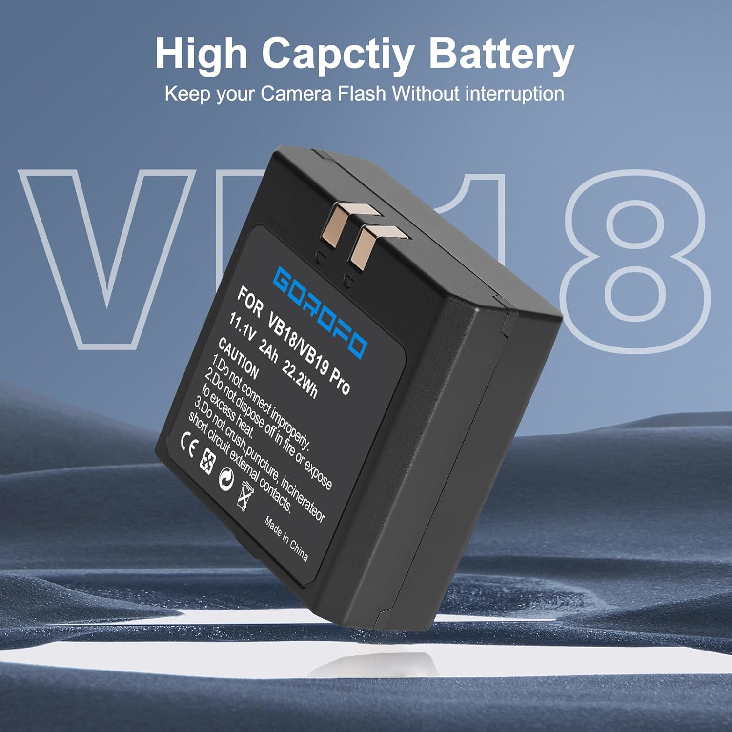 VB18 High Capacity Lithium-ion Replacement Battery Pack (2-Pack) for Godox VING V850/V850II & V860 Series Speedlite - Compatible with V860, V860II, V860C/N/S/F/O Camera Flash