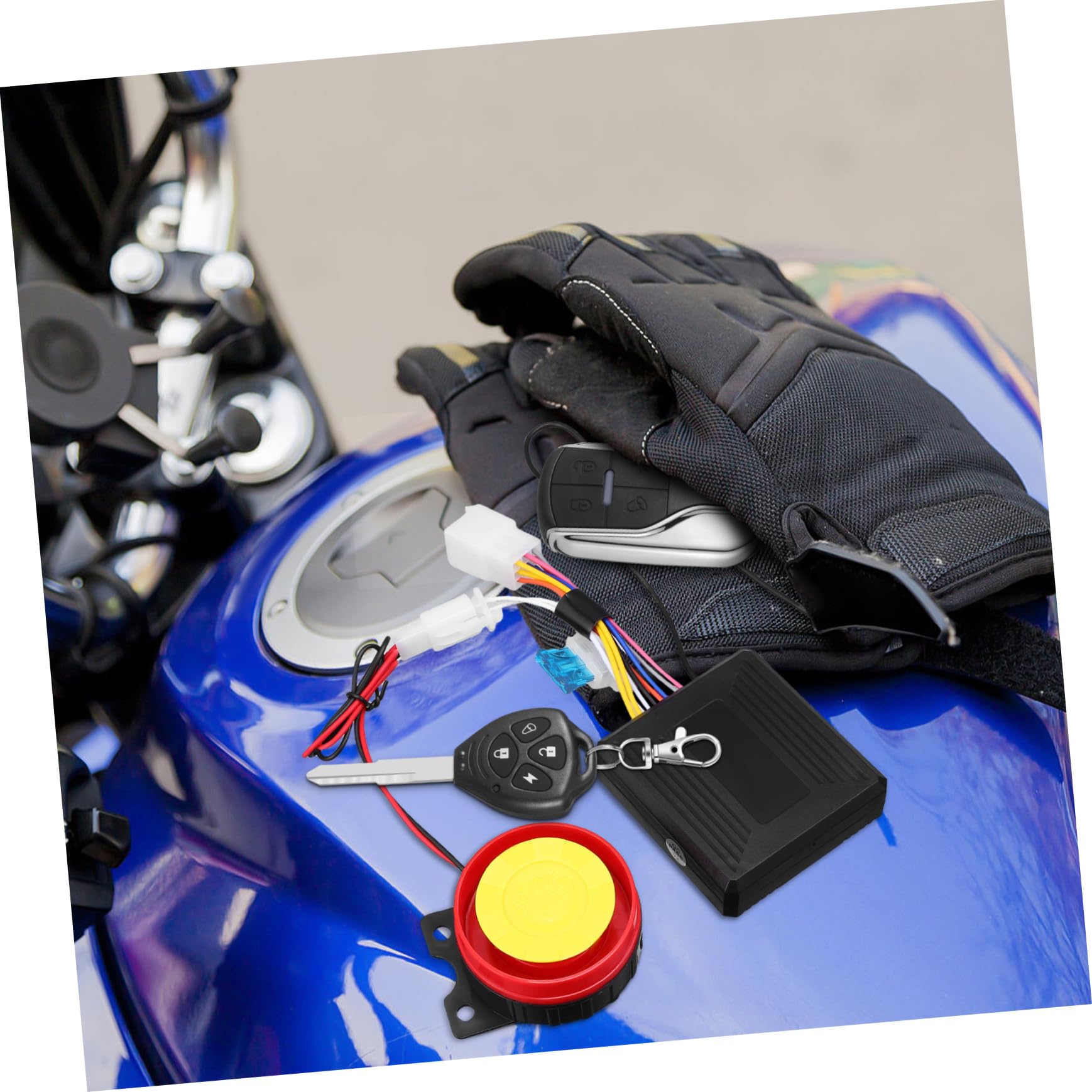 Abaodam Antifurto per Moto con Avviamento Remoto e Allarme Antieffrazione in Abs Nero per Scooter e Motociclette 315mhz con Telecomando Incluso