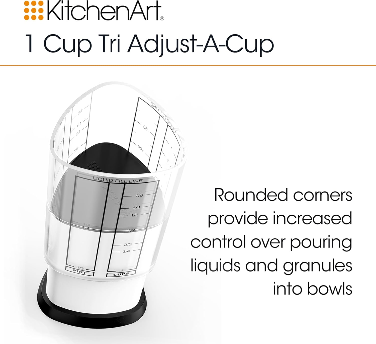 KitchenArt Pro Adjustable Measuring Set, Includes Adjustable Tablespoon, Teaspoon, and 1 Cup Measuring Cup
