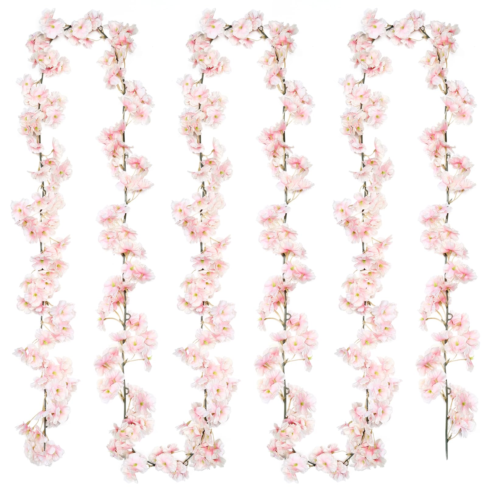 SOMYTING 4 Pcs 180cm Pink Artificial Cherry Blossom Garland Hanging Vine