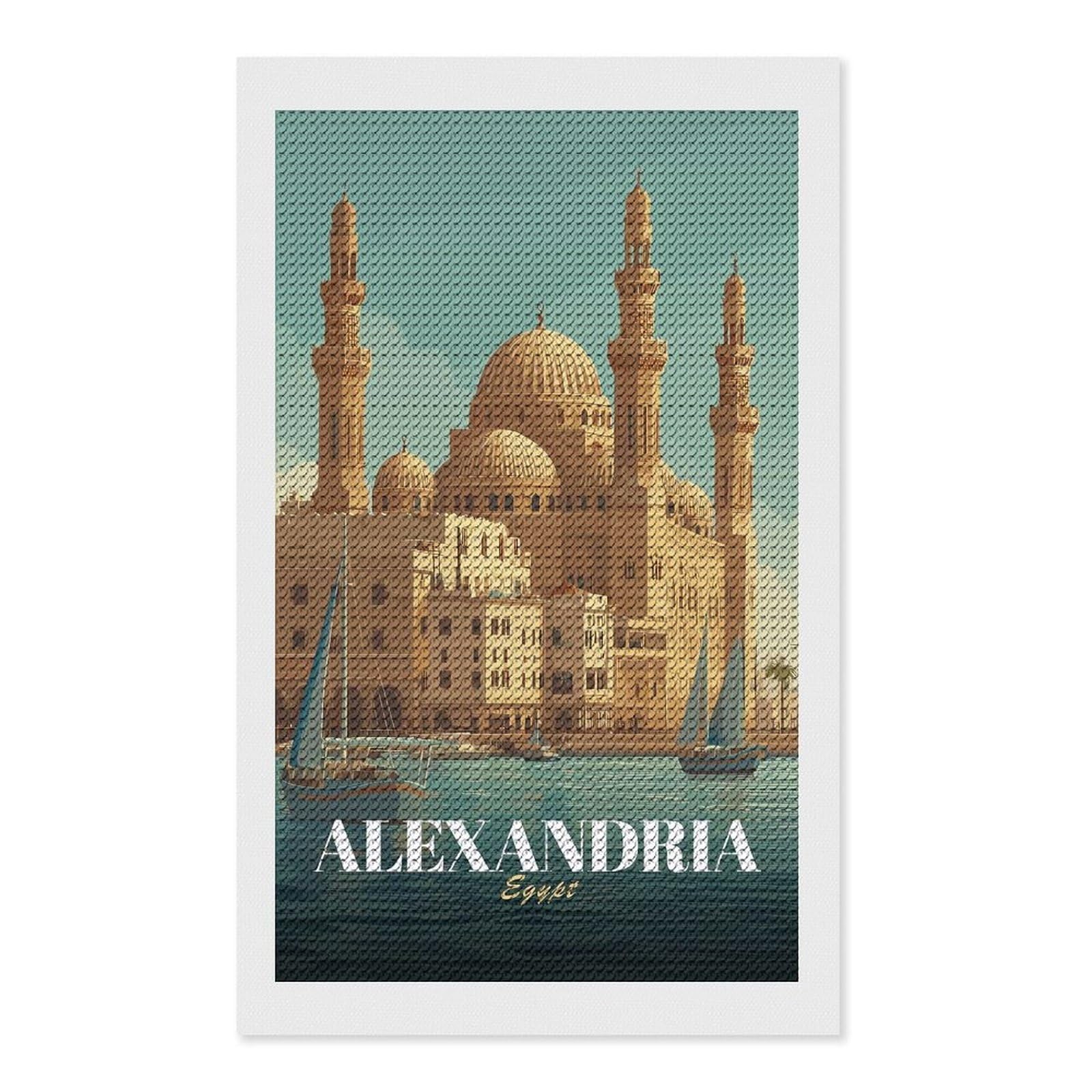 Junmoney Alexandria, Egypt Travel (3) Diamond Painting Canvas Set 12"x20", Satisfying Creative Project, Easy to Follow Symbols, Fun Craft Experience