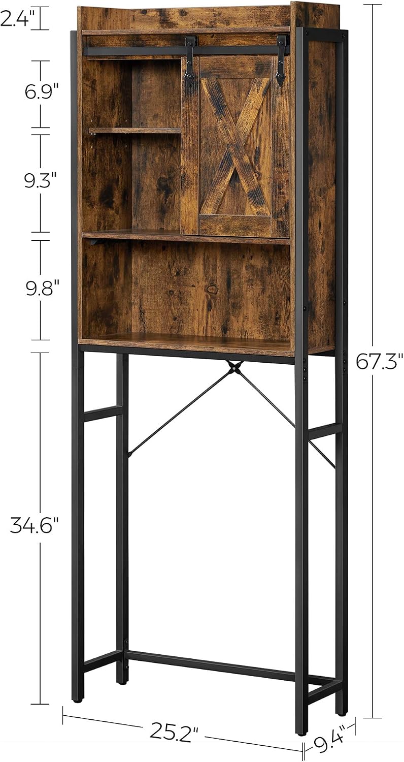 Authentic Crazy Deals VASAGLE COBADO Over-The-Toilet Storage Cabinet, Space-Saving Bathroom Oragnizer Rack, with Cupboard and Shelves, Steel Frame, Industrial, Rustic Brown and Black UBTS003B01 Best Deal 🛒 VASAGLE COBADO Over-The-Toilet Storage Cabinet, Space-Saving Bathroom Oragnizer Rack, with Cupboard and Shelves, Steel Frame, Industrial, Rustic Brown and Black UBTS003B01