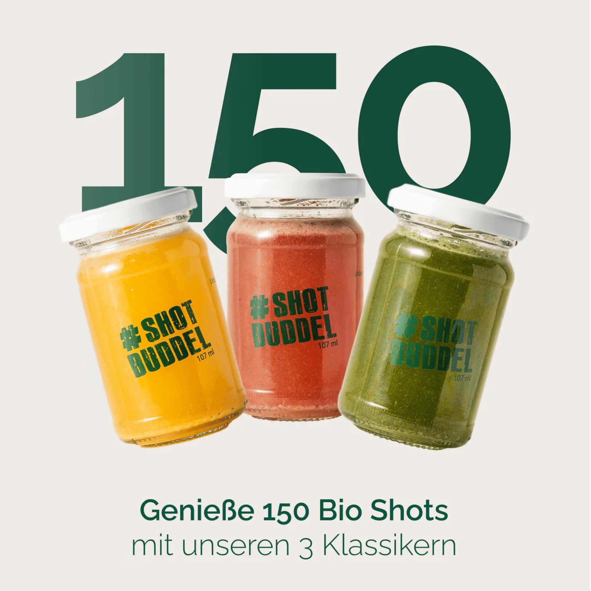 Hansegrün - Kennlernset - Bio-Shots mit Ingwer, Greens & Guarana (150 Shots) - Veganes Superfood-Pulver zur Stärkung von Immunsystem¹, Darmfunktion³ & täglicher Energie² - 100% echte Zutaten