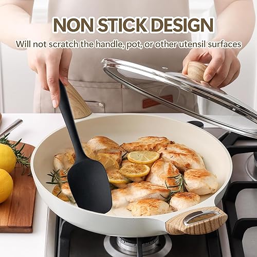 Miniatura 4 de Juego de espátulas de silicona de 9 piezas, espátula de goma de grado alimenticio, lavable a máquina, mango eléctrico mejorado con agarre