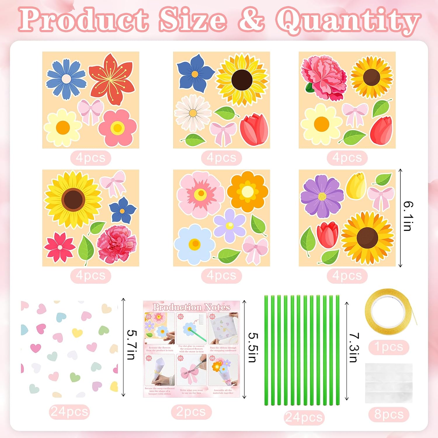Taikuray 24Pcs Flower Bouquet Craft Kits, Mom’s Day Crafts for Children ...