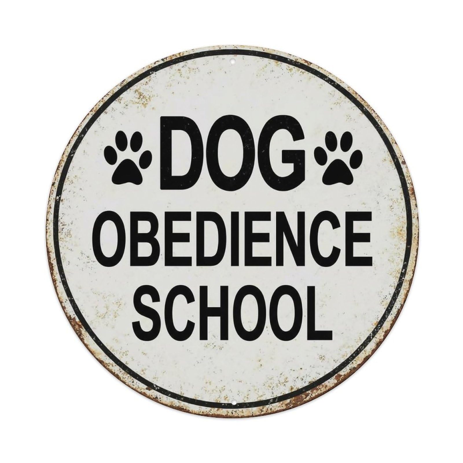 Vintage Dog Obedience School Academy Vintage Metal Tin Sign Plaque Wall Decor for Cafe, Club Bar, Office, Garden Metal Poster 8x8Inch