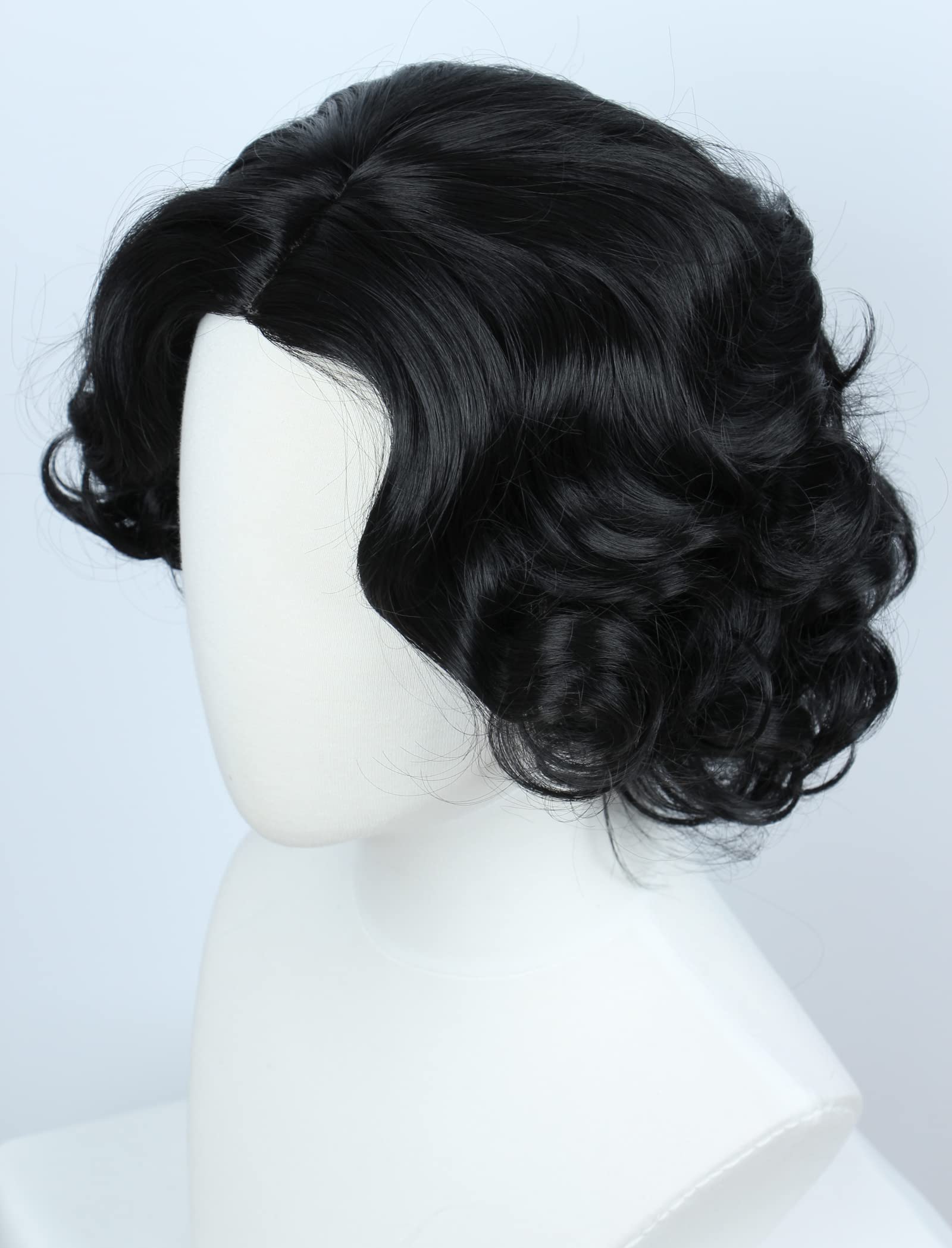 Linfairy Anime Cosplay Princess Wig Short Black Curly Hair Halloween Costume Full Wig for Women, Medium to Large - Image 3