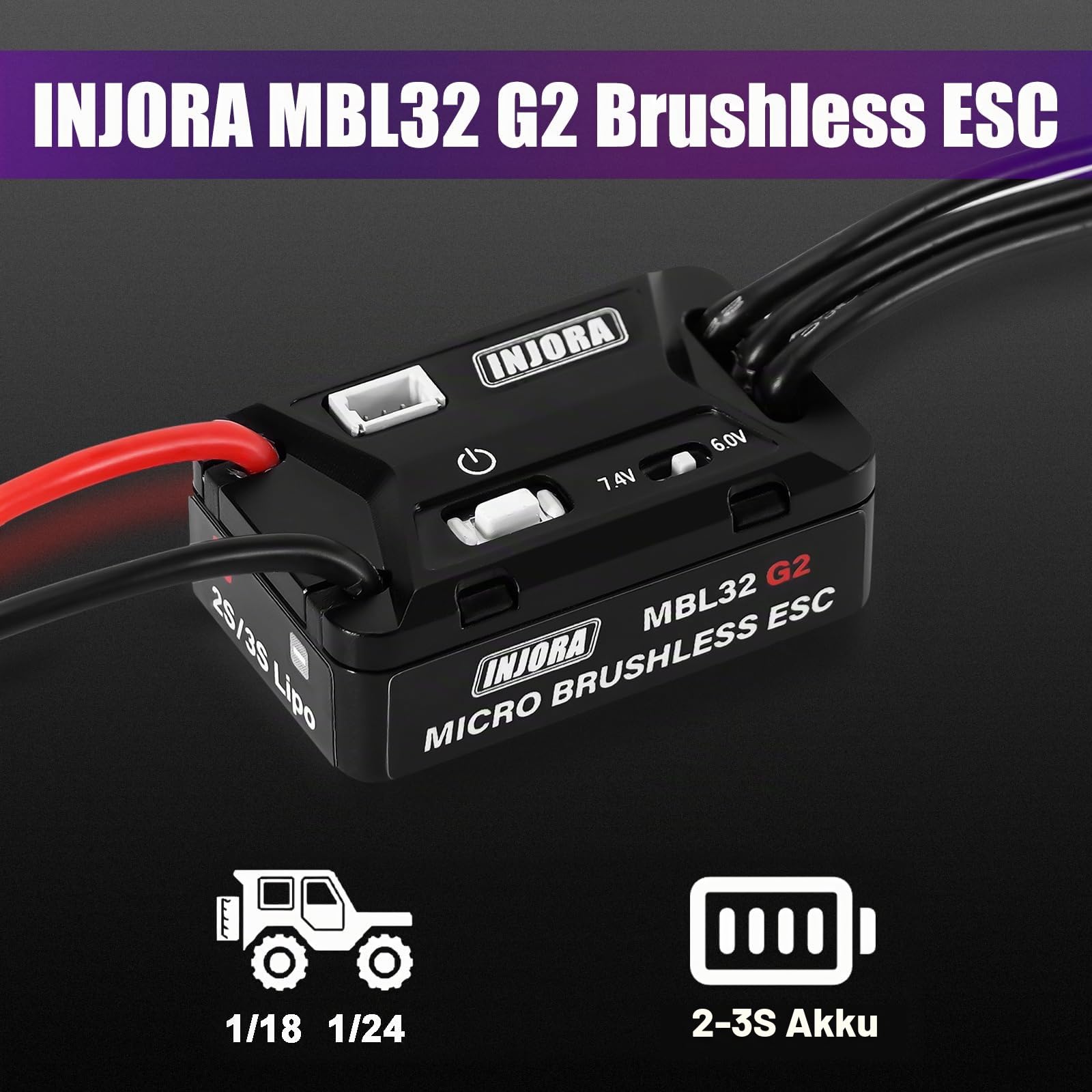 INJORA MBL32 G2 Wasserdichter Mikro Brushless Regler mit Anleitung für 1/24 1/18 RC Crawler TRX4M Ascent18 SCX24