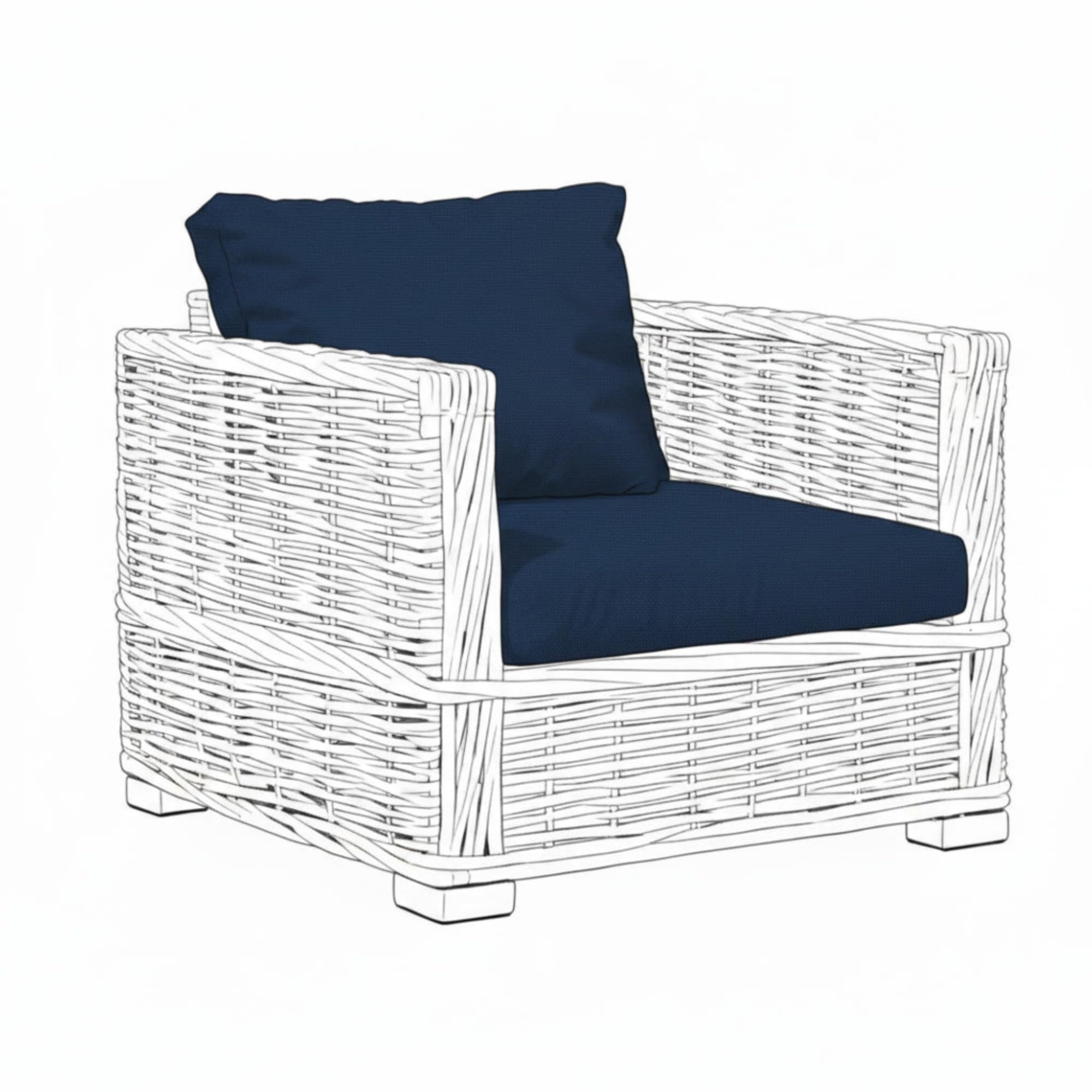 Kosiproducts Replacement Rattan Cushion Seat Cushions Garden Patio Furniture [Navy Blue, 1 Seat + 1 Cushion] - Furntiure Not Included